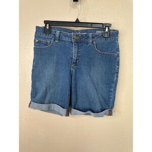 Croft & Barrow‎ Womens Blue Bermuda 4 Shorts cuffed button zipper cotton